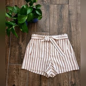 Nine West pinstripe white high rise tie sash belt and pockets